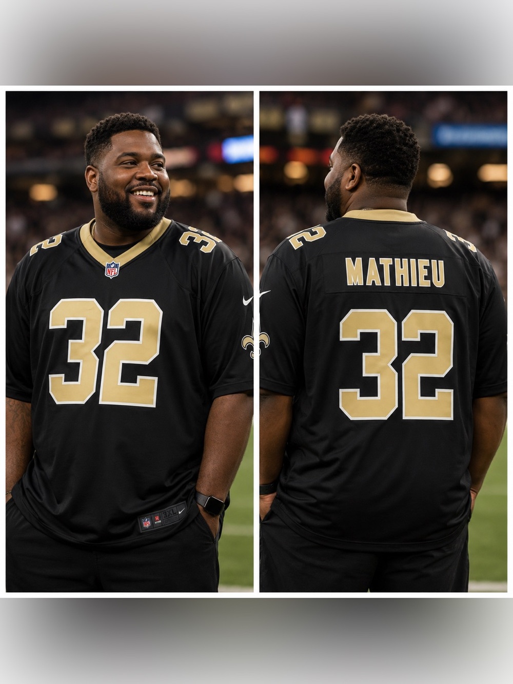 🆕 Nike New Orleans Saints Tyrann Mathieu #32 Game Jersey NWT Men’s 3XL